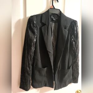 Black Sequin Sleeve Women's Blazer Small